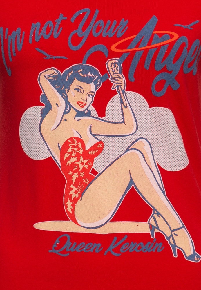 QueenKerosinDamenBasicT-ShirtIMNotYourAngelQKU31005Red-XS