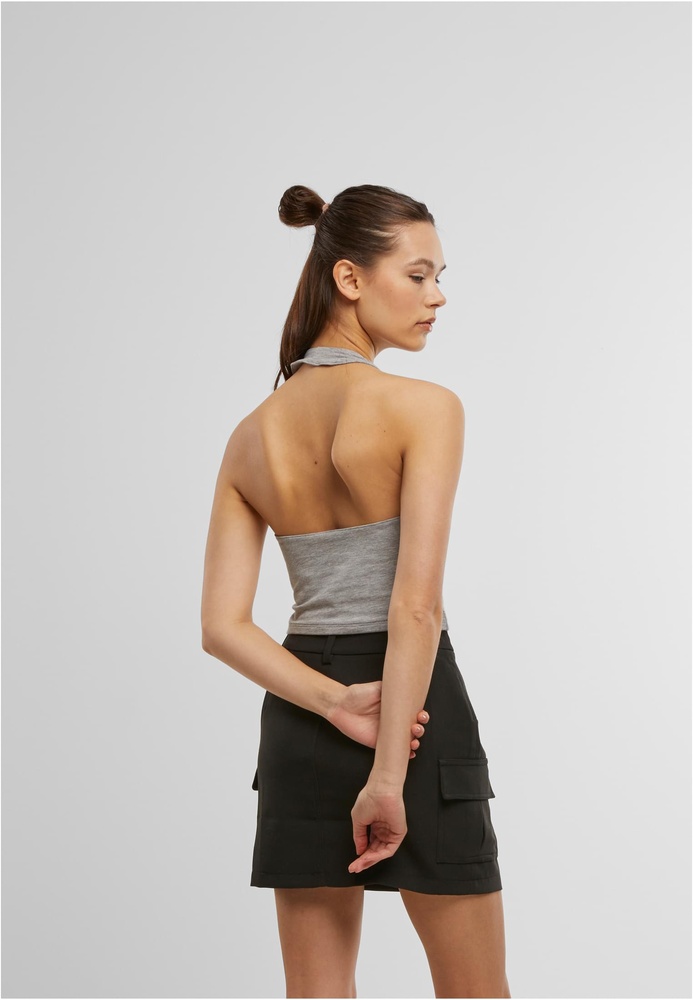 UrbanClassicsDamenT-ShirtLadiesBasicNeckholderJerseyTopTB7533Heathergrey-3XL