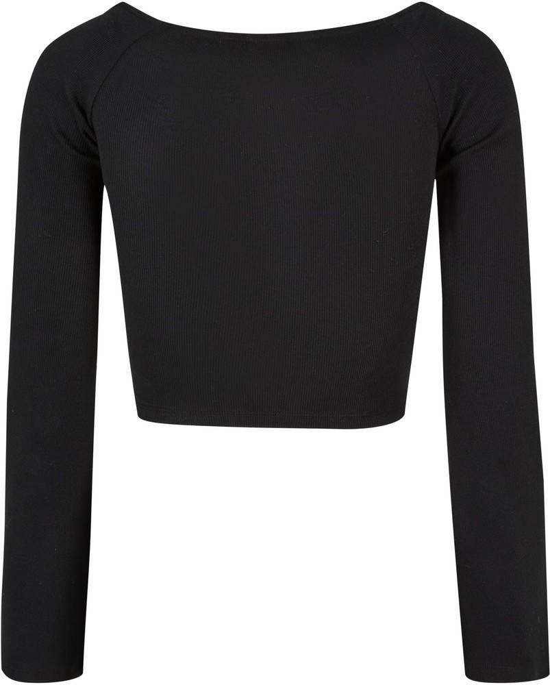 UrbanClassicsDamenLadiesShortRibWideV-NeckLongsleeveBlack