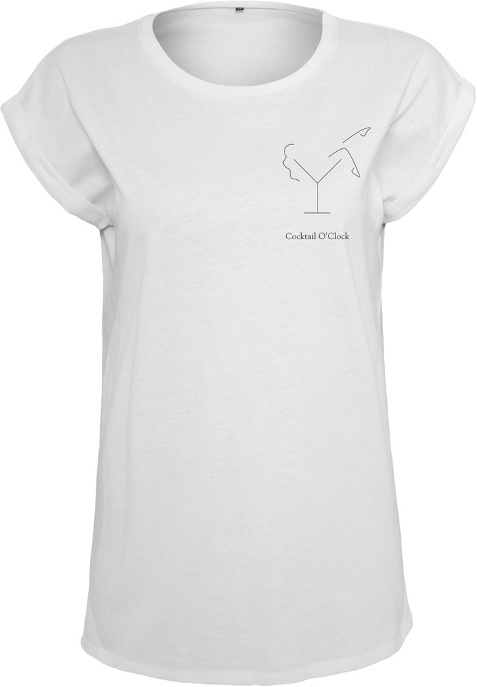 MisterTeeDamenLadiesCocktailOClockTeeT-ShirtRoundNeckWhite-L