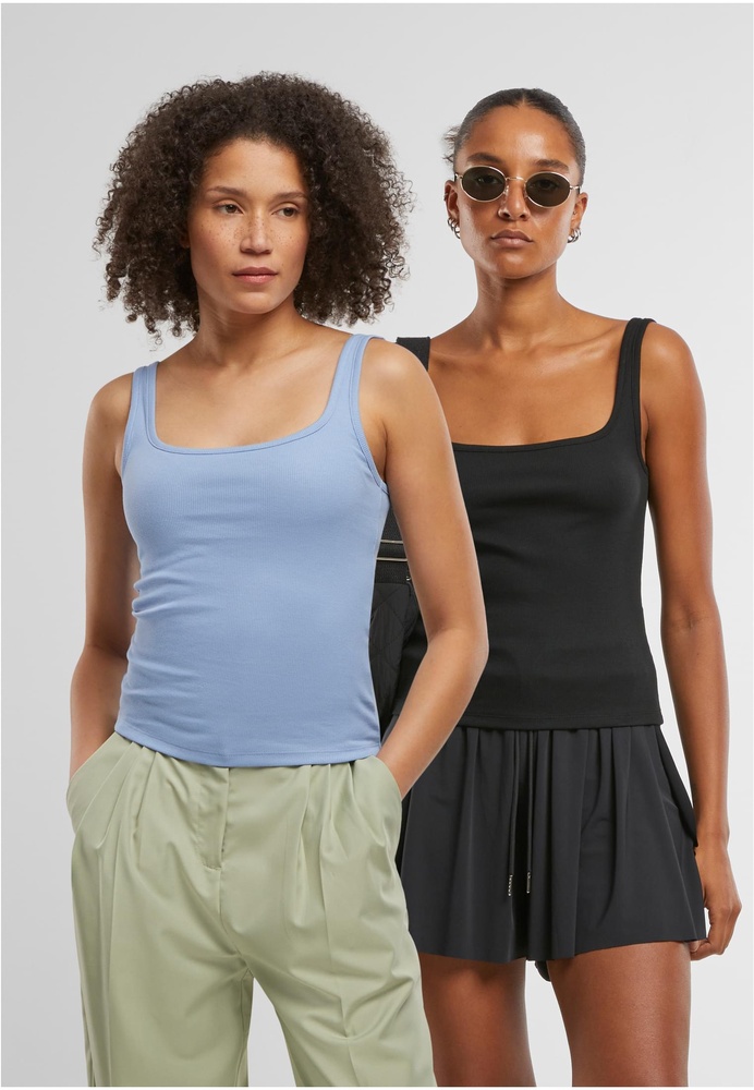 UrbanClassicsDamenLadiesWideNeckRibTop2-PackTB7513ABlack-3XL