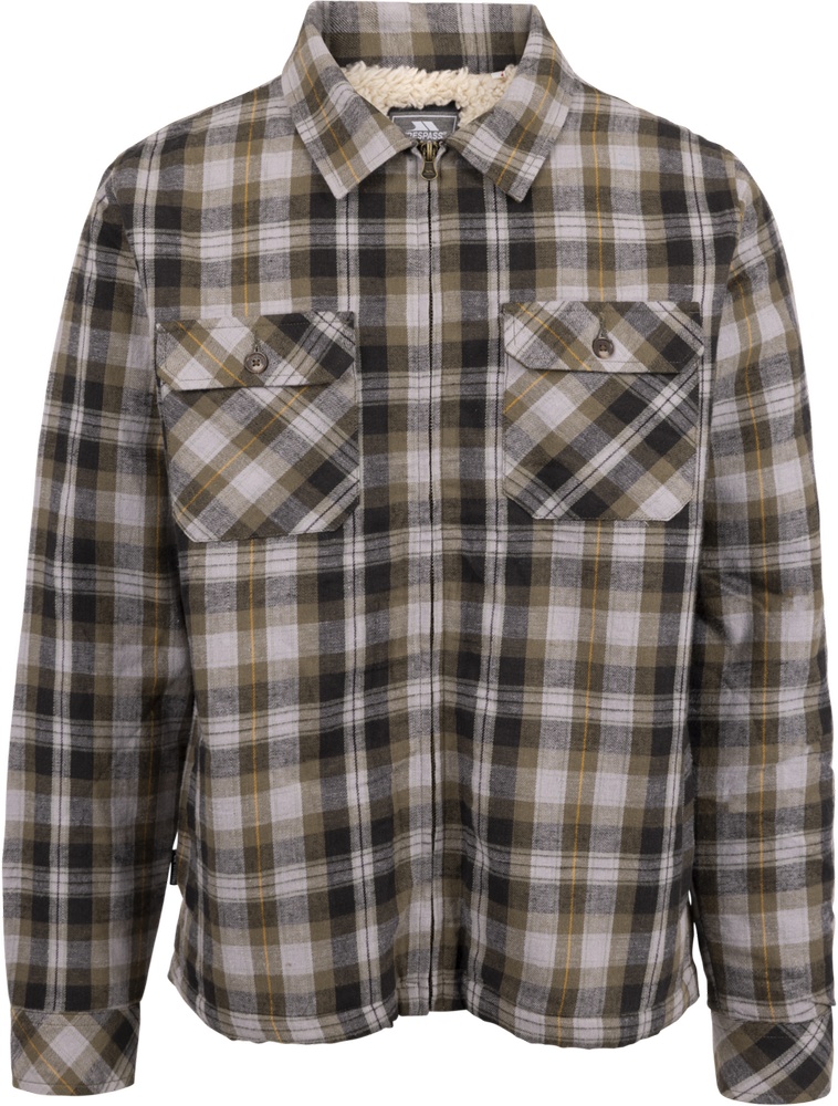 TrespassHemdDanehillSherpaLinedShirtDarkVineCheck-L