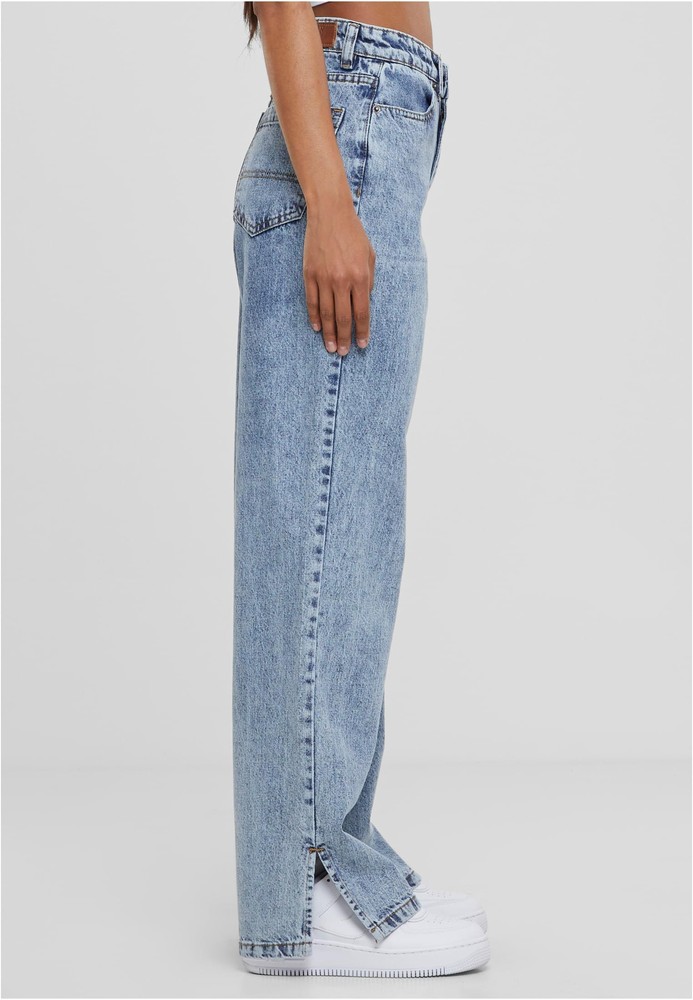 UrbanClassicsDamenJeansLadiesWideLegSlitDenim