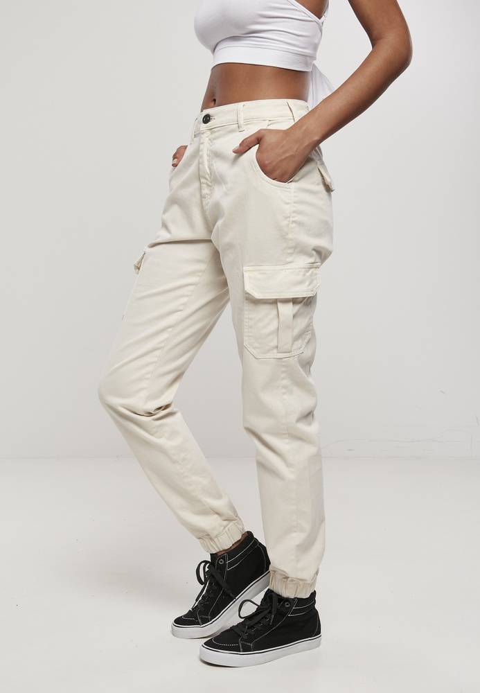 UrbanClassicsDamenHoseLadiesHighWaistCargoPantsWhitesand-26