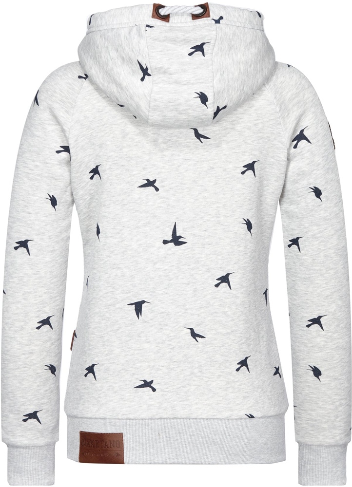 NaketanoDamenHoodieBrazzo1801-0301AlloverBirdsGrey-XS