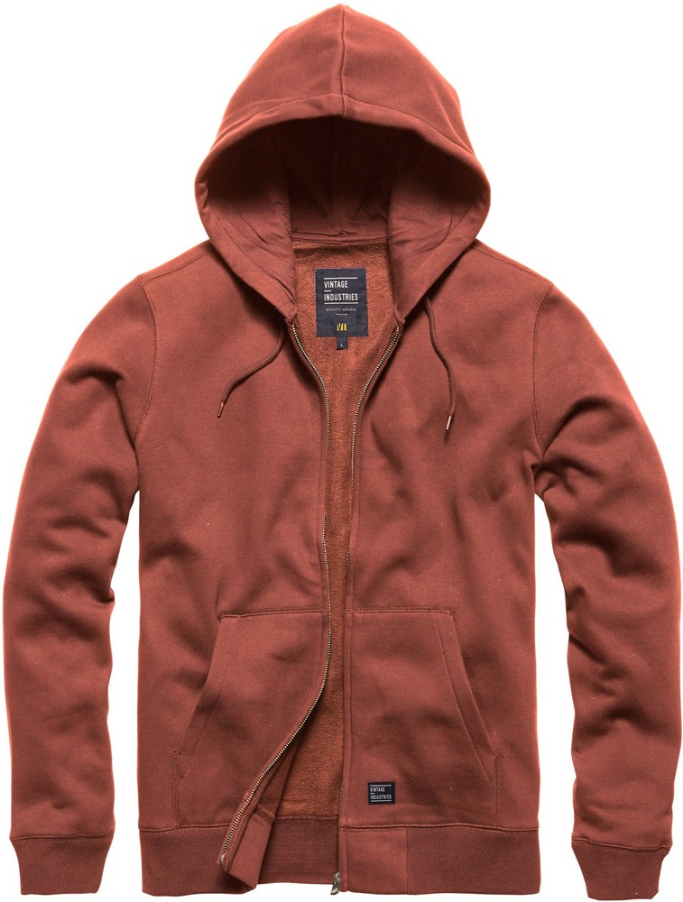 VintageIndustriesSweatjackeRedstoneHoodedSweatshirtFadedRed-S