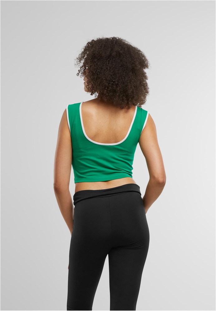 UrbanClassicsDamenLadiesContrastCroppedTopTB7486AFroggreenWhite-3XL