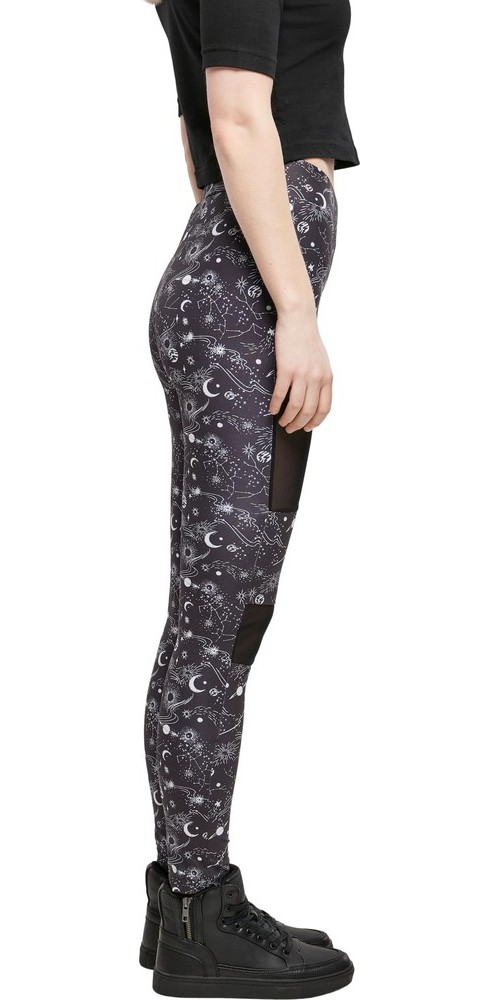 UrbanClassicsDamenLadiesTechMeshAOPLeggingsBlackuniverse-3XL