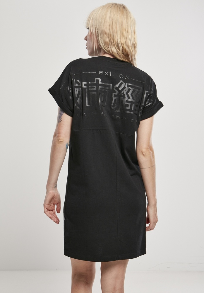 UrbanClassicsDamenKleidLadiesCutOnSleevePrintedTeeDressBlackBlack