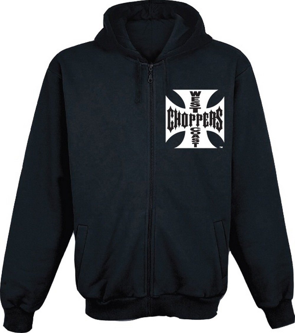 WCCWestCoastChoppersHoodieIronCrossLightCottonZipperSchwarz-S