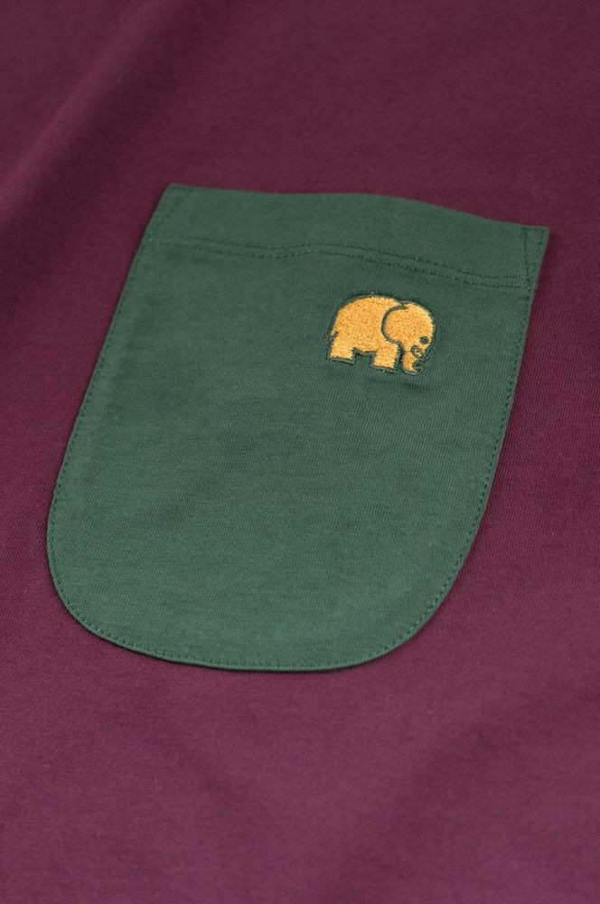 TrendsplantT-ShirtOrganicPocketColorBlockT-ShirtBurgundy