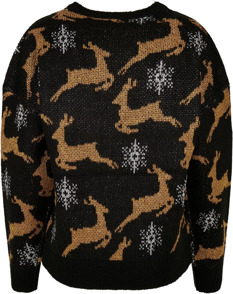 UrbanClassicsDamenSweatshirtLadiesOversizedChristmasSweaterBlackGold