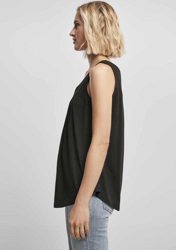 UrbanClassicsDamenLadiesViscoseButtonUpTopBlack