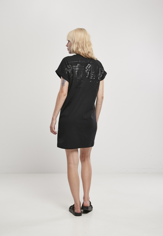 UrbanClassicsDamenKleidLadiesCutOnSleevePrintedTeeDressBlackBlack