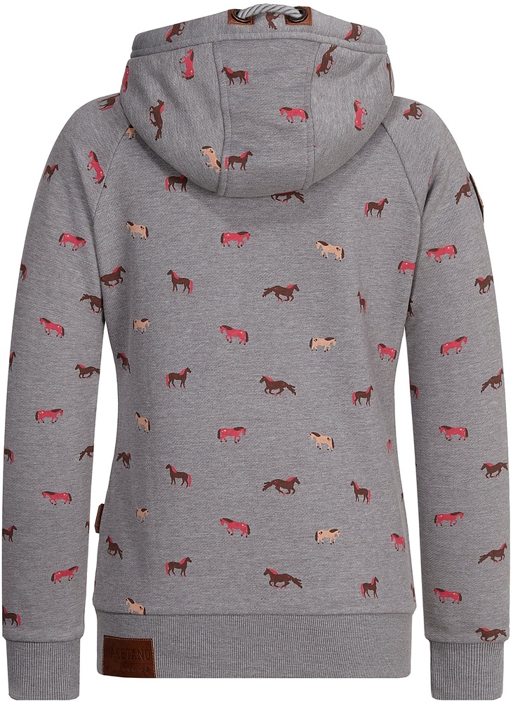 NaketanoDamenSweatjackeBrazzo1801-0301DarkGreyMelangeSmallHorses-XS