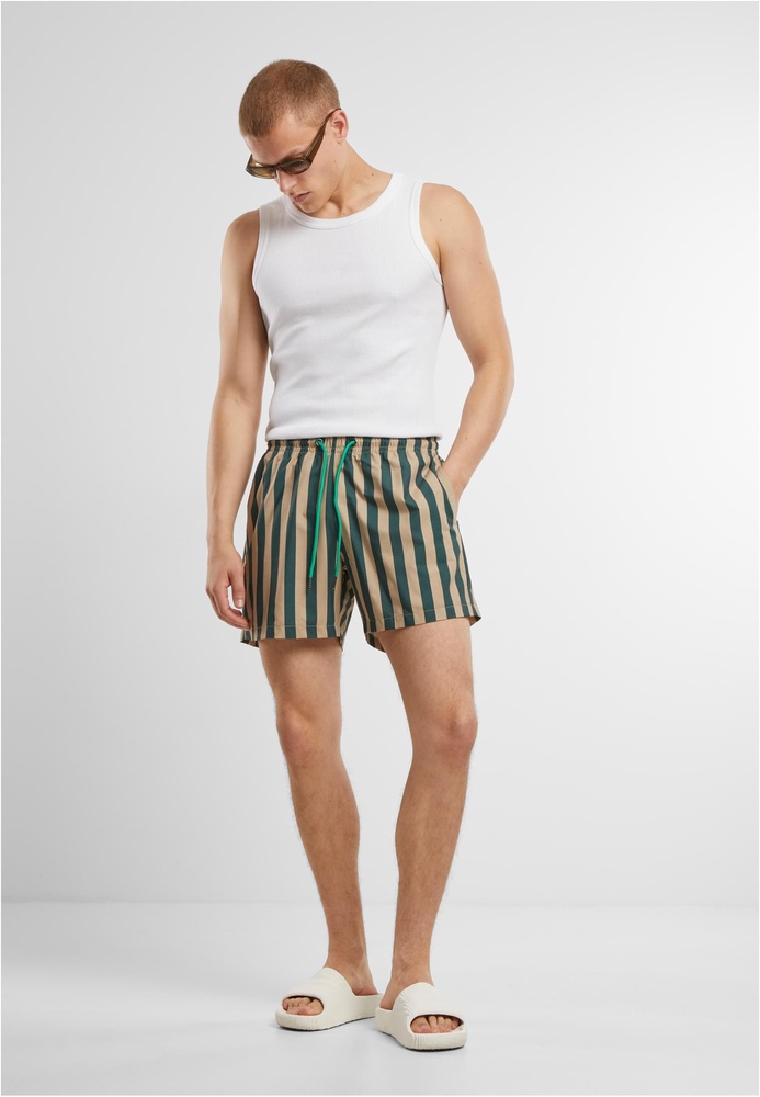 UrbanClassicsBadeshortsStripedSeersuckerSwimShortsTB7347BottlegreenUnionbeige-3XL