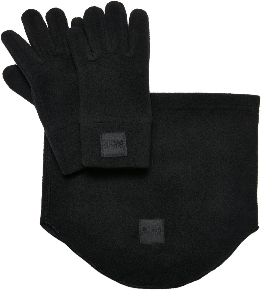 UrbanClassicsJungenSchalFleeceWinterSetKidsBlack-LXL