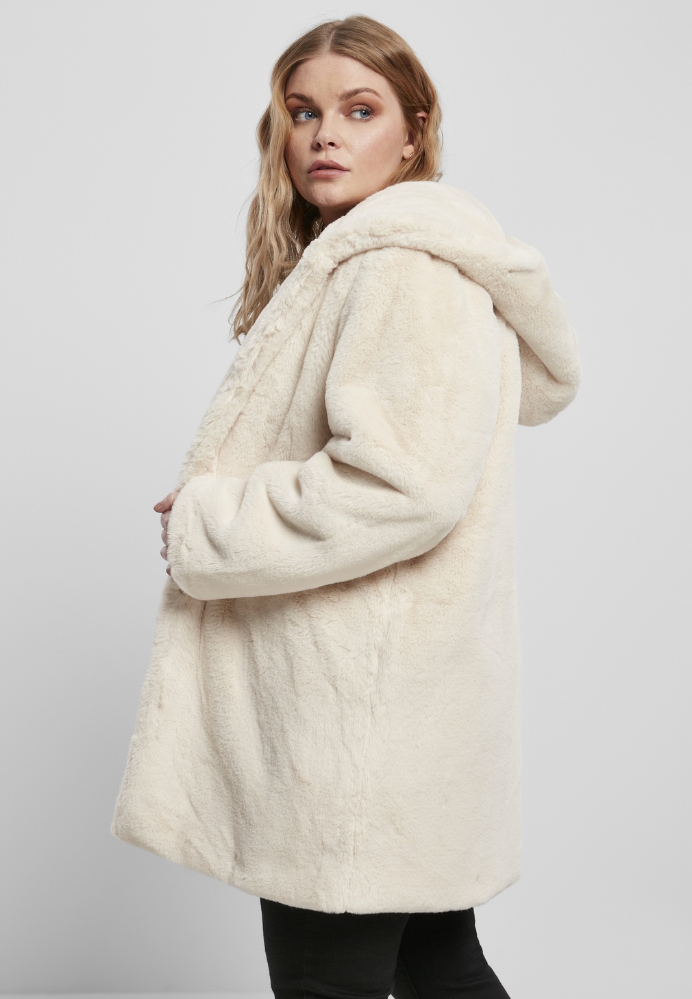 UrbanClassicsDamenWinterjackeLadiesHoodedTeddyCoatOffwhite-3XL