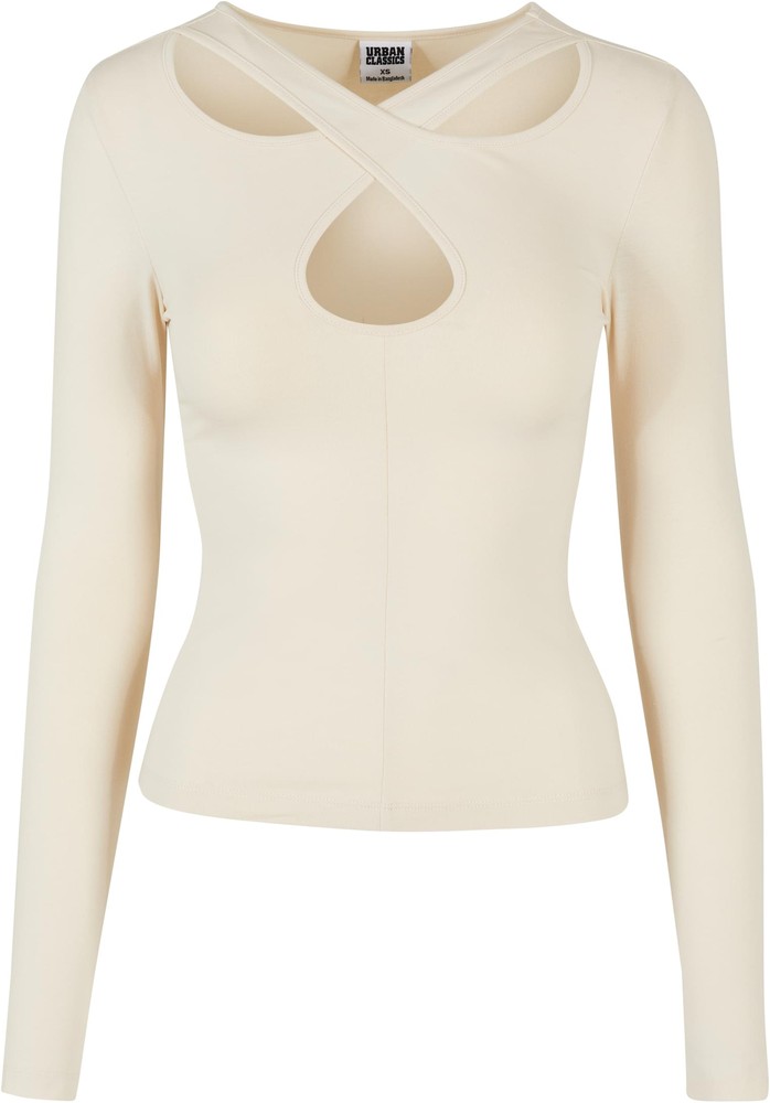 UrbanClassicsDamenLadiesCrossedCutOutLongsleeveWhitesand-3XL