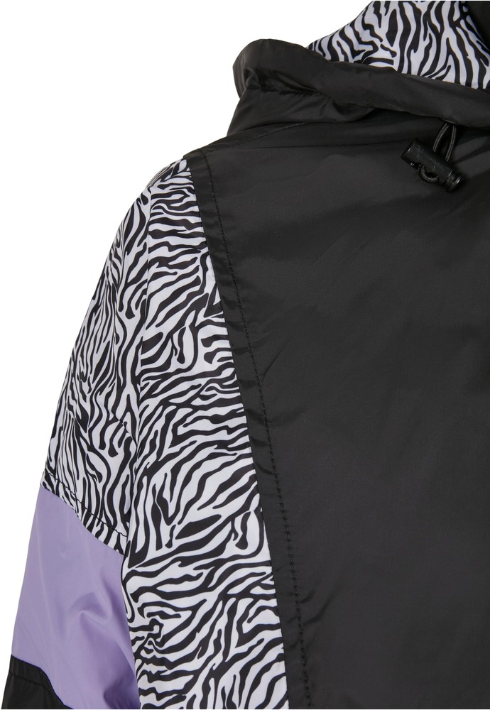 UrbanClassicsDamenJackeLadiesAOPMixedPullOverJacketBlackZebra-3XL