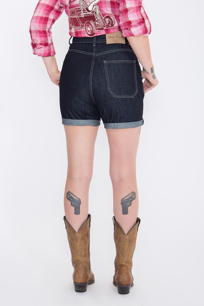 QueenKerosinJeansshortsmitStickereienimWestern-LookQK4190419063Dunkelblau-L
