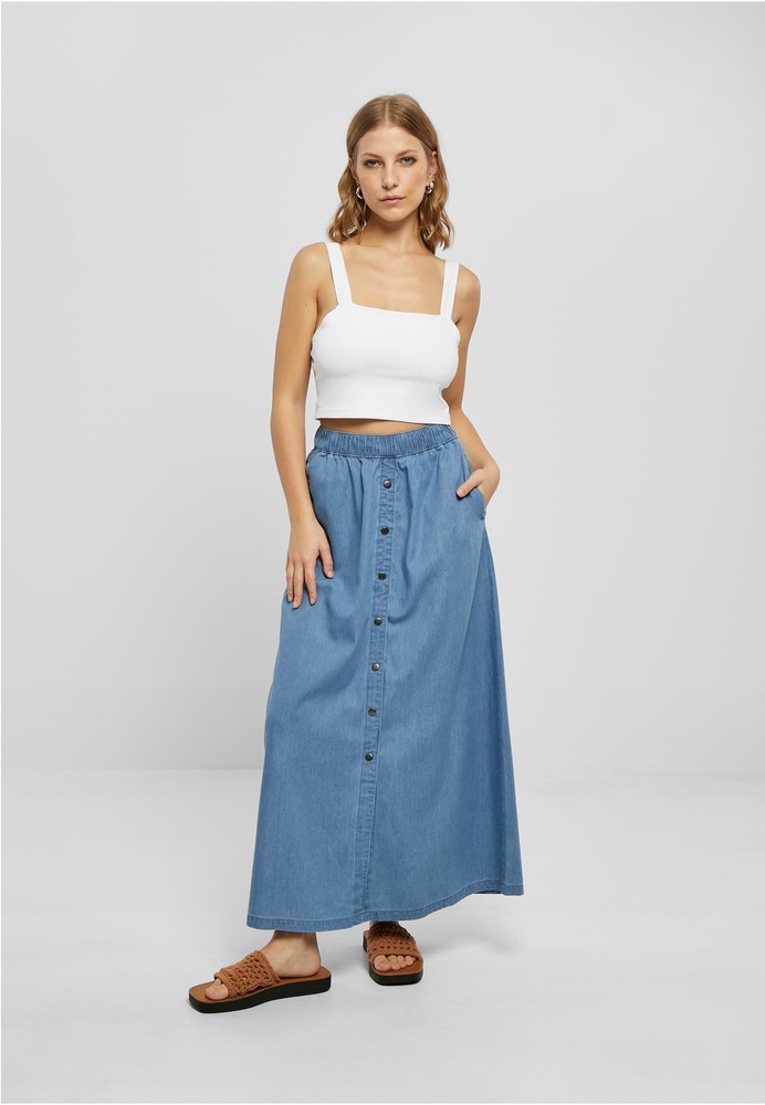 UrbanClassicsDamenJeansrockLadiesLongWideLightDenimSkirt