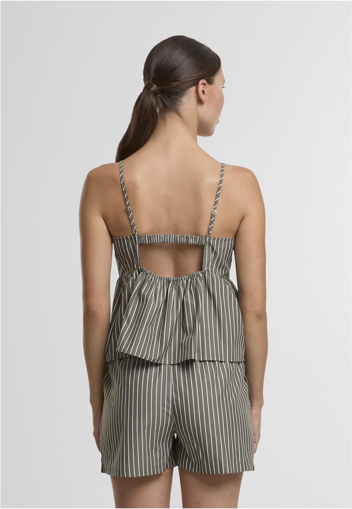 UrbanClassicsDamenLadiesStripedCottonCamiTopTB7531OliveWhite-L
