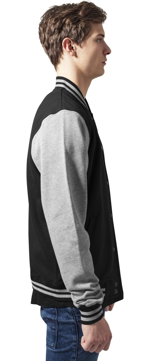 UrbanClassicsCollegeJacke2-toneCollegeSweatjacketBlackGrey-3XL
