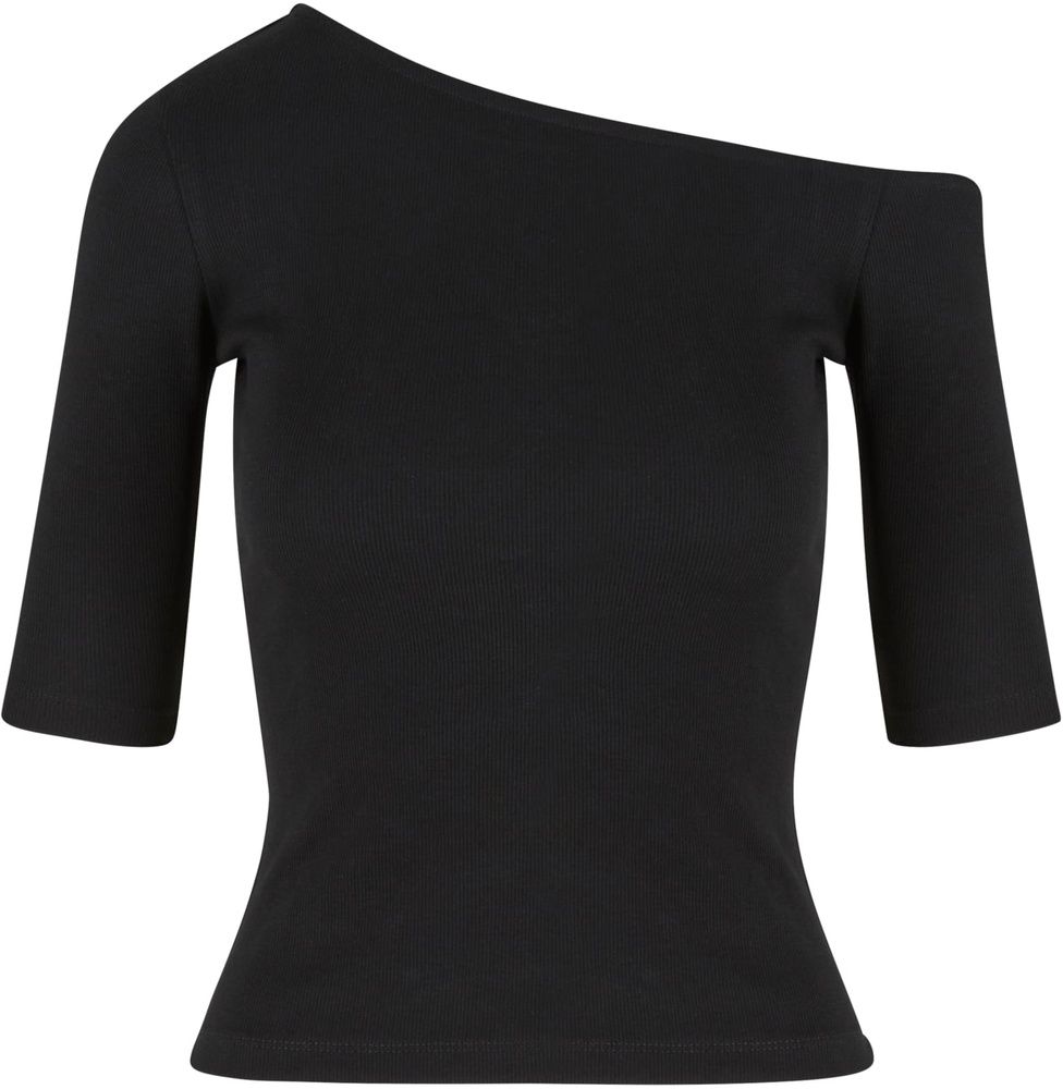 UrbanClassicsDamenLadiesOrganicAsymmetricRibTeeTB7096Black-3XL