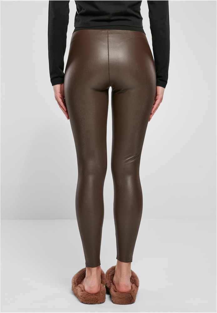 UrbanClassicsDamenLadiesFauxLeatherHighWaistLeggingsBrown-3XL