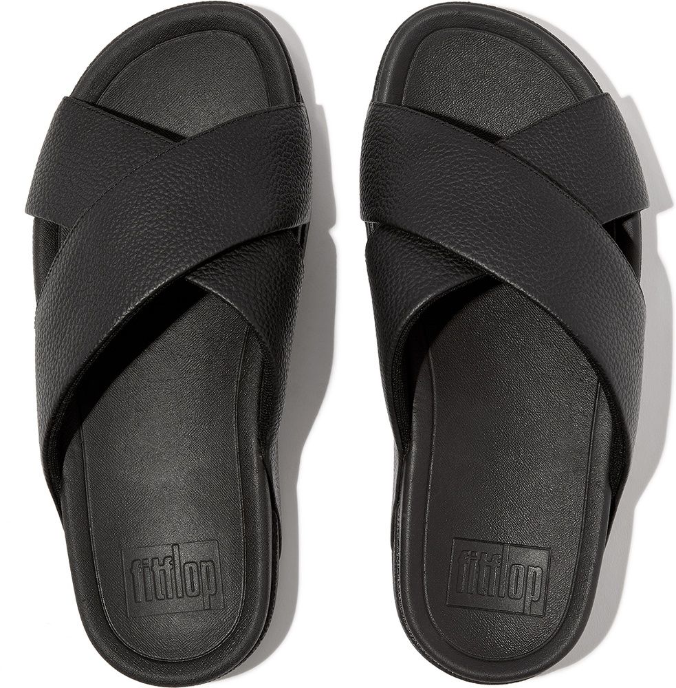 FitFlopSandalenSurferMensTumbled-LeatherCrossSlidesHA6