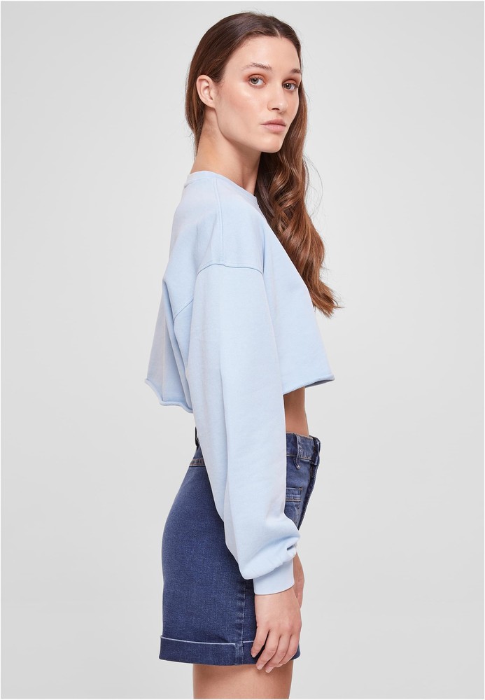 UrbanClassicsDamenLadiesCroppedFlowerEmbroideryTerryCrewneckBalticblue-3XL