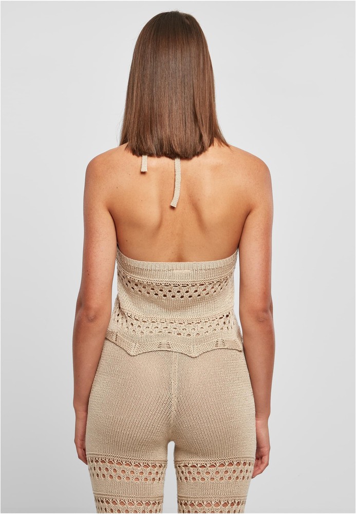 UrbanClassicsDamenLadiesShortCrochetKnitNeckholderTop