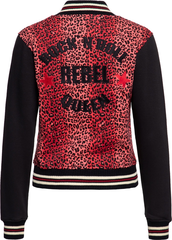 QueenKerosinDamenCollegeSweatJacketLeoRockNRollQKI34005