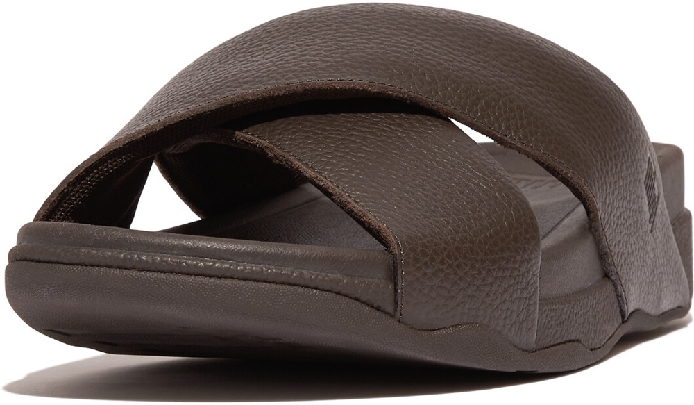 FitFlopSandalenSurferMensTumbled-LeatherCrossSlidesHA6ChocolateBrown-42