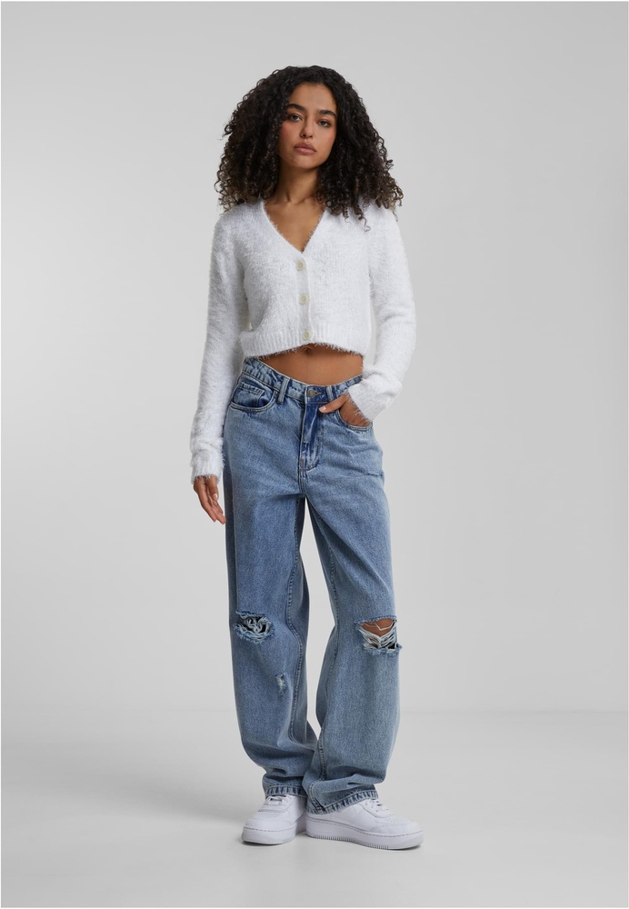 UrbanClassicsDamenLadiesCroppedFeatherCardiganTB5440White-3XL