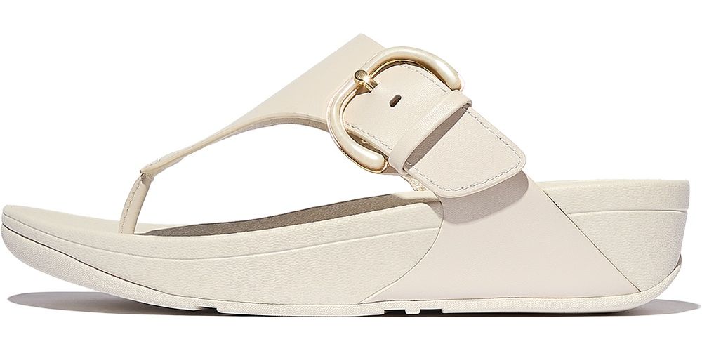 FitFlopDamenFlipFlopsLuluResin-BuckleLeatherToe-PostSandalsJE9ParisBeige-36