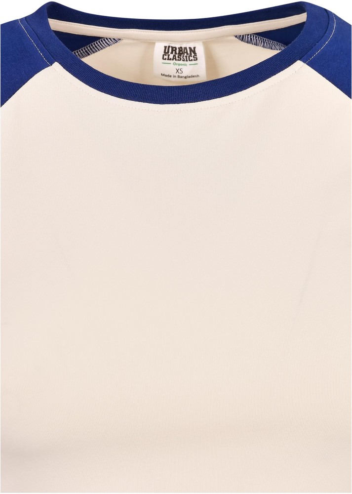 UrbanClassicsDamenT-ShirtLadiesOrganicStretchShortRetroBaseballTeeWhitesandSpaceblue-3XL