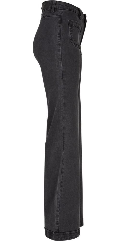 UrbanClassicsDamenJeansLadiesVintageFlaredDenimPantsBlackWashed-26