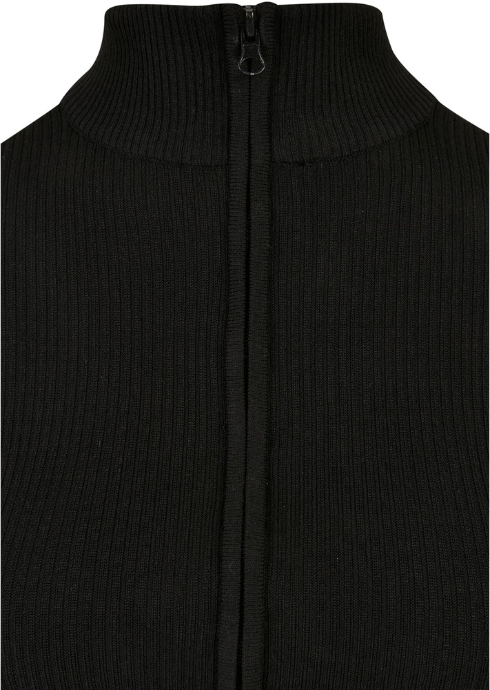 UrbanClassicsDamenStrickjackeLadiesCroppedRibKnitZipCardiganBlack