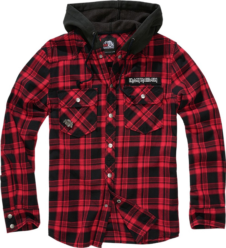 BranditCheckshirtIronMaidenCheckshirtSweathoodEddy61048DarkRedBlack-S