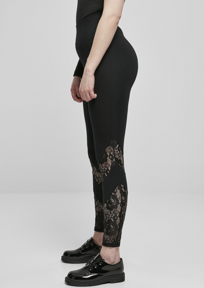 UrbanClassicsDamenLeggingsLadiesHighwaistLaceInsetLeggingsBlack
