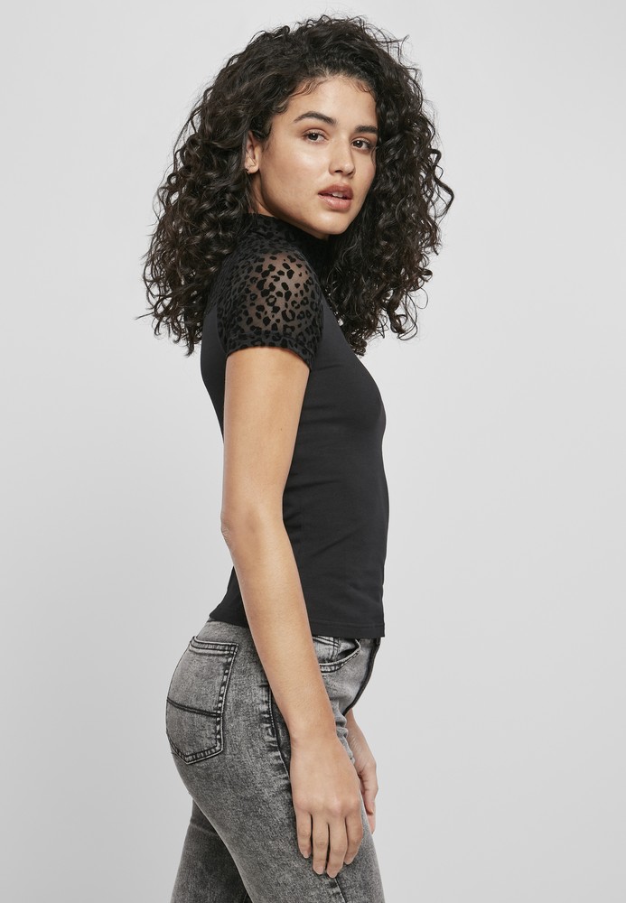 UrbanClassicsDamenT-ShirtLadiesFlockLaceTurtleneckTee