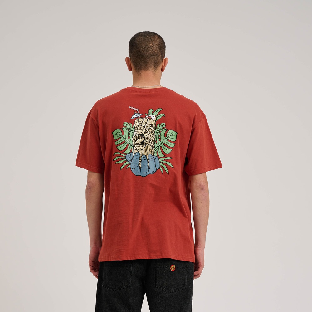 SantaCruzTikiHandStripT-ShirtSCM-T3225DarkRust-XS