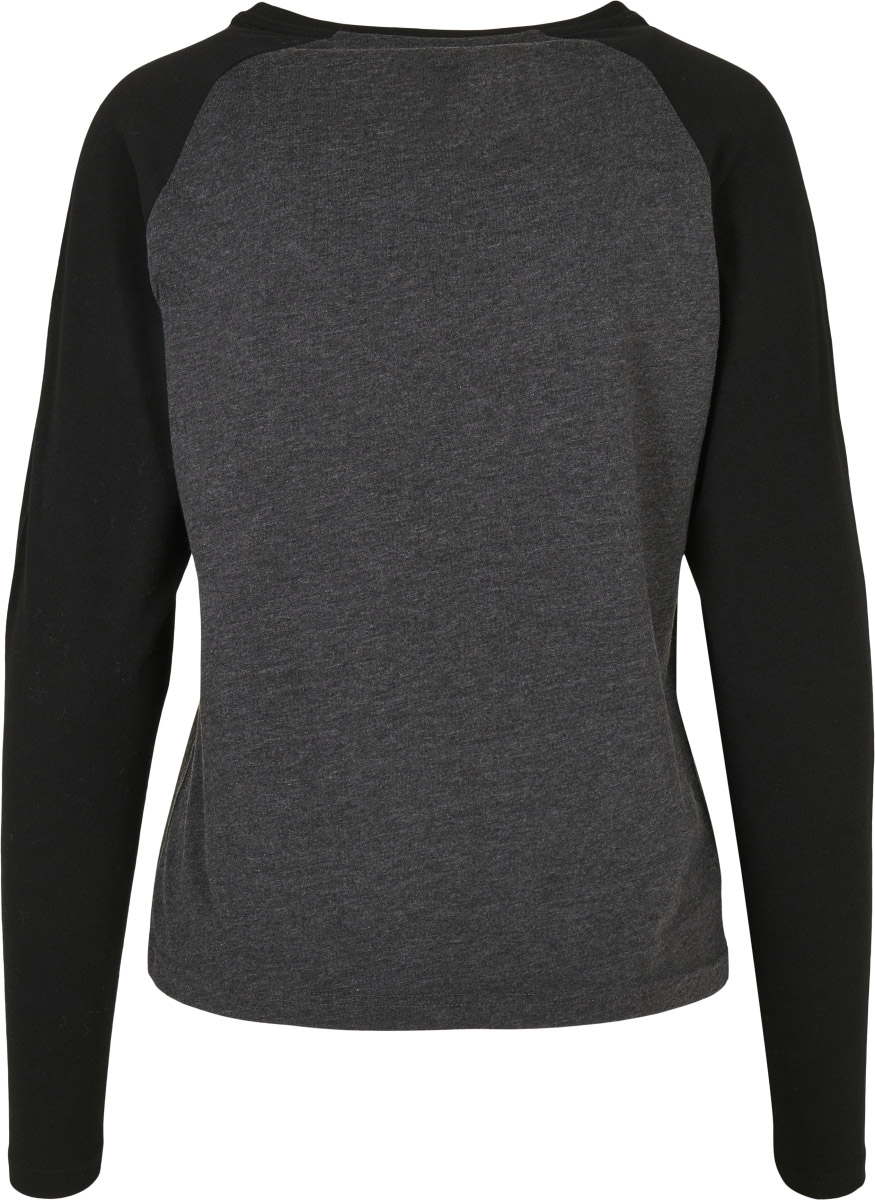 UrbanClassicsDamenLongsleeveLadiesContrastRaglanLongsleeveCharcoalBlack