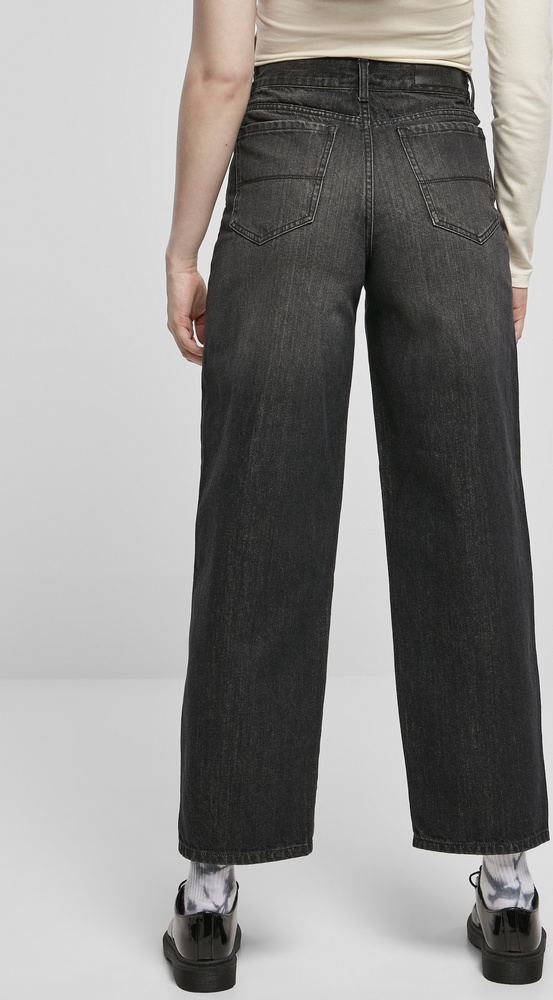 UrbanClassicsDamenHoseLadiesHighWaistWideLegCroppedDenimPantsBlackWashed