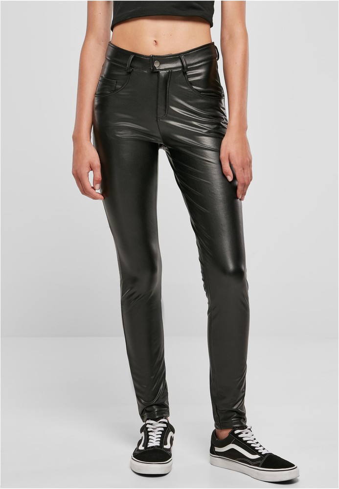 UrbanClassicsDamenHoseLadiesMidWaistSyntheticLeatherPants