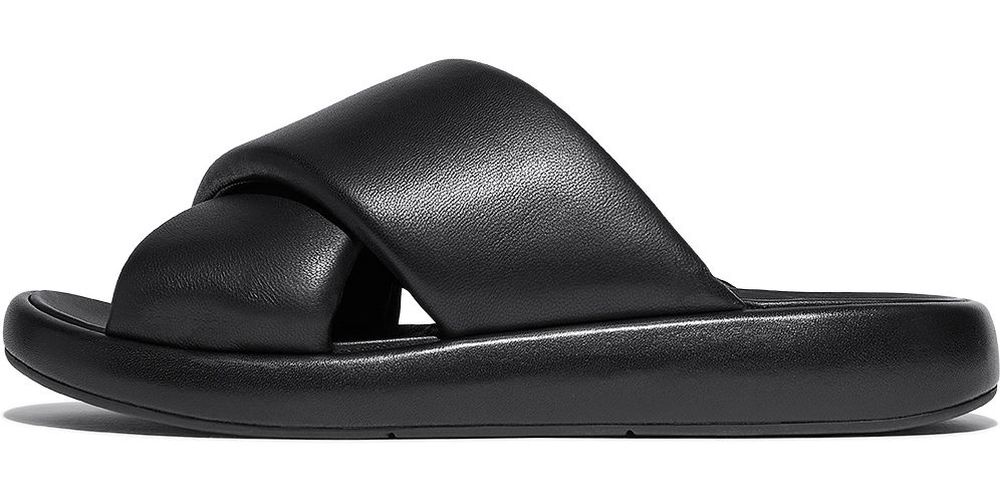 FitFlopDamenSandalenIqushionD-LuxePaddedLeatherCrossSlidesJB5AllBlack-37