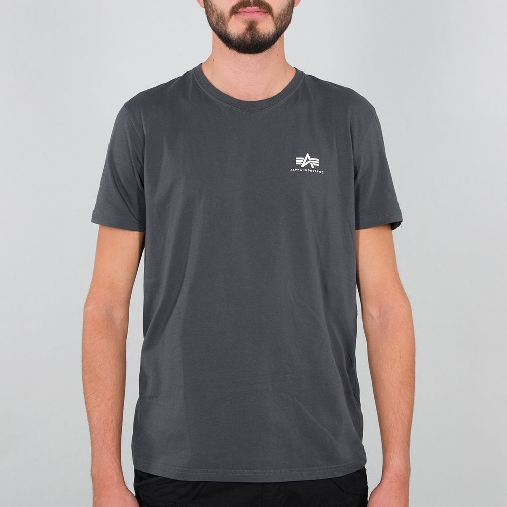 AlphaIndustriesT-ShirtBasicSmallLogoGreyBlack-2XL