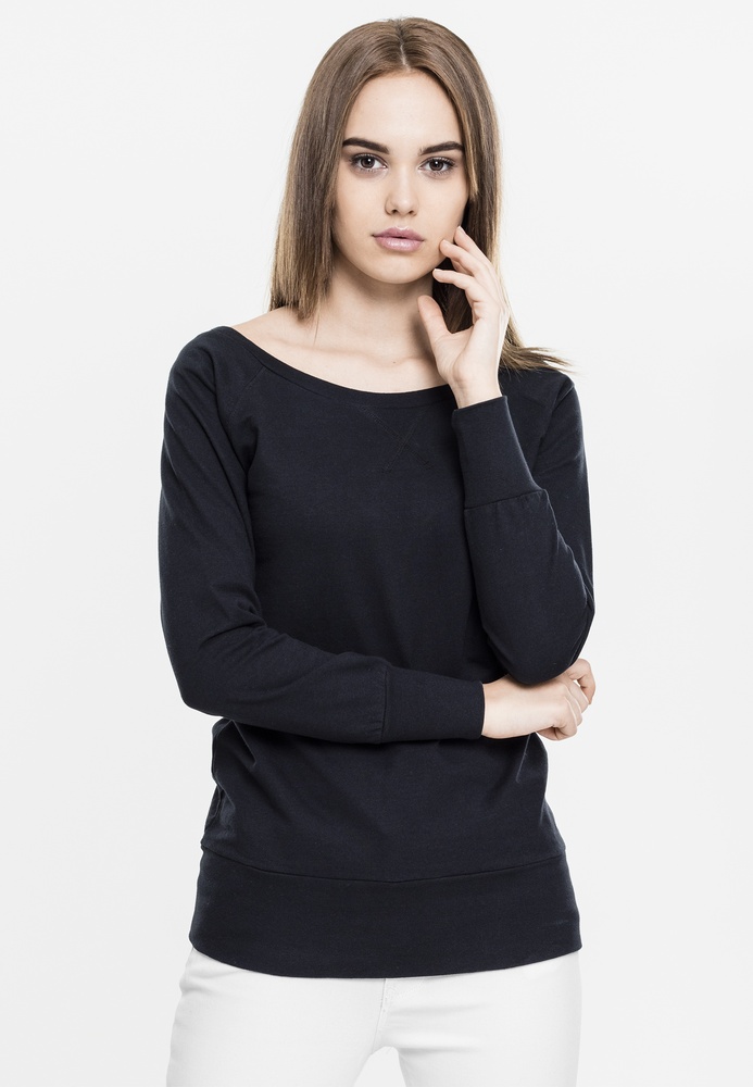 UrbanClassicsDamenPulloverLadiesWideneckCrewneckTB607Black-3XL